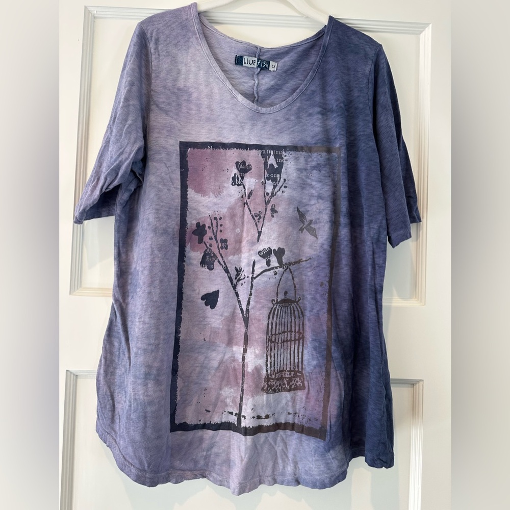 *Damaged* Blue Fish A Line Tee - Watercolor Violet